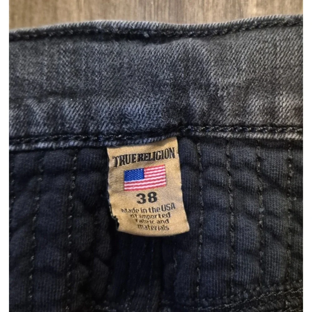 True Religion Mens Geno Relaxed Slim Fit Jeans 38x32 Black Stretch
